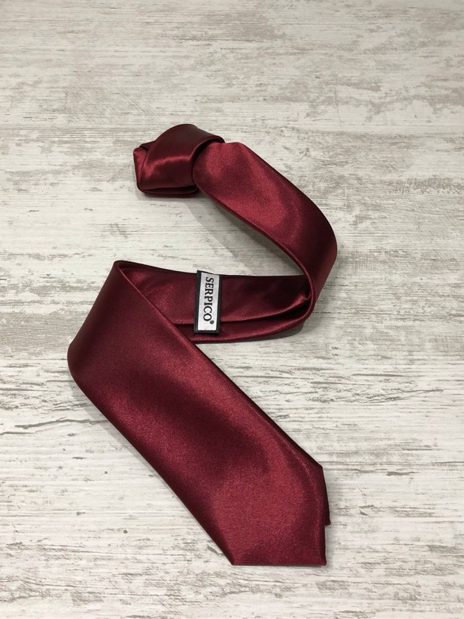 Men's Burgundy Plain Satin Tie