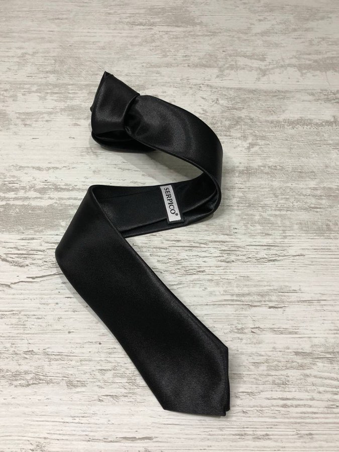 Men's Black Plain Satin Tie