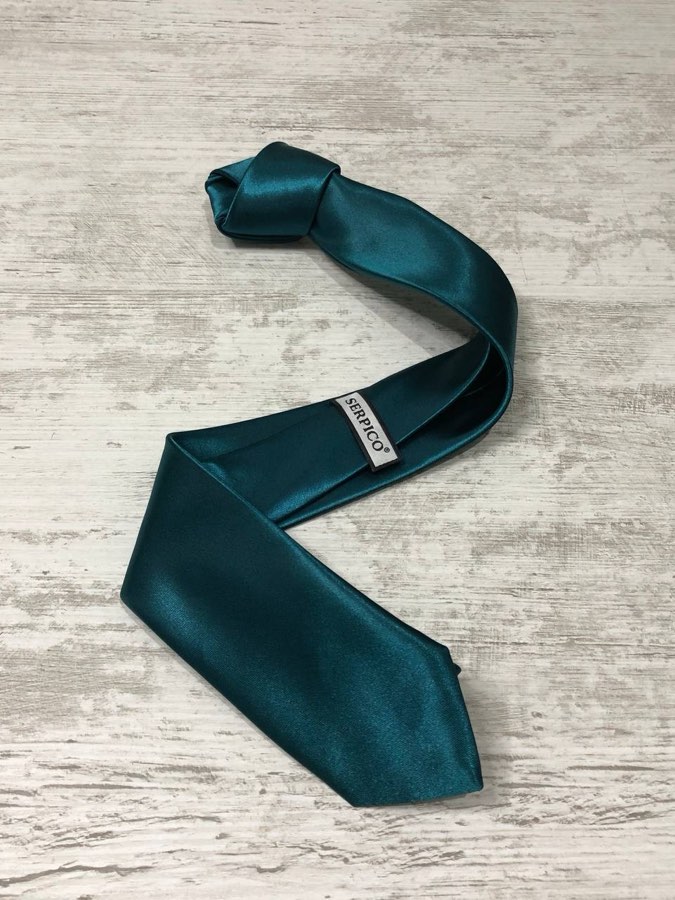 Men's Teal Green Plain Satin Tie