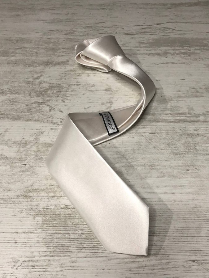 Men's Cream Plain Satin Tie