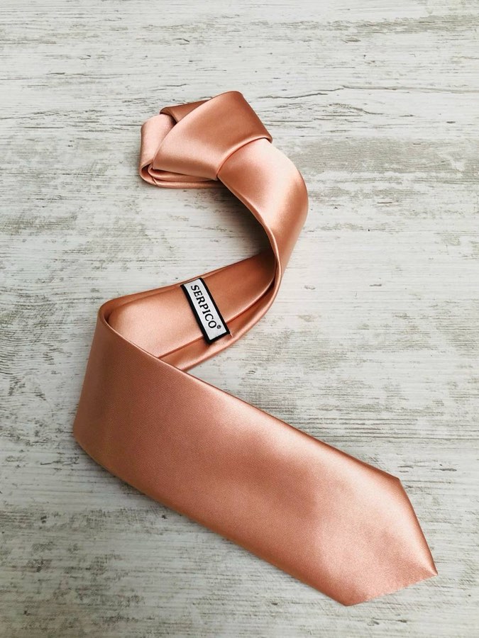 Men's Salmon Plain Satin Tie