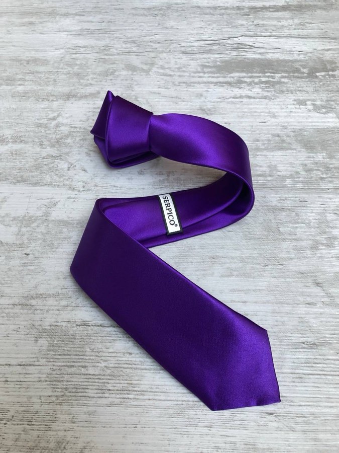 Men's Purple Plain Satin Tie
