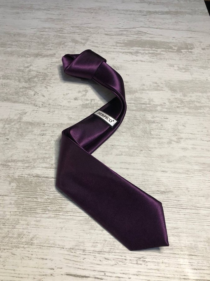 Men's Dark Purple Plain Satin Tie