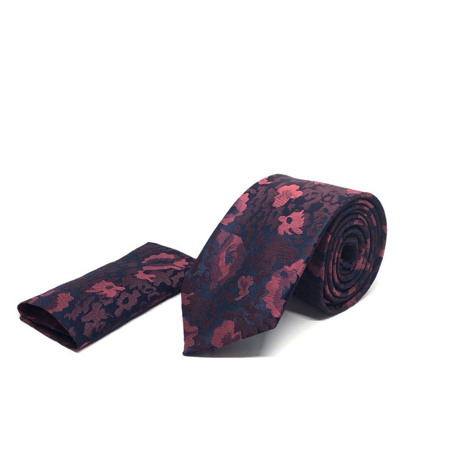 Men's Burgundy Floral Microfiber Tie