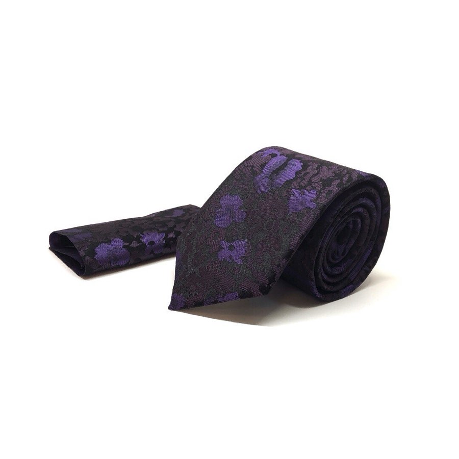 Men's Purple Floral Microfiber Tie