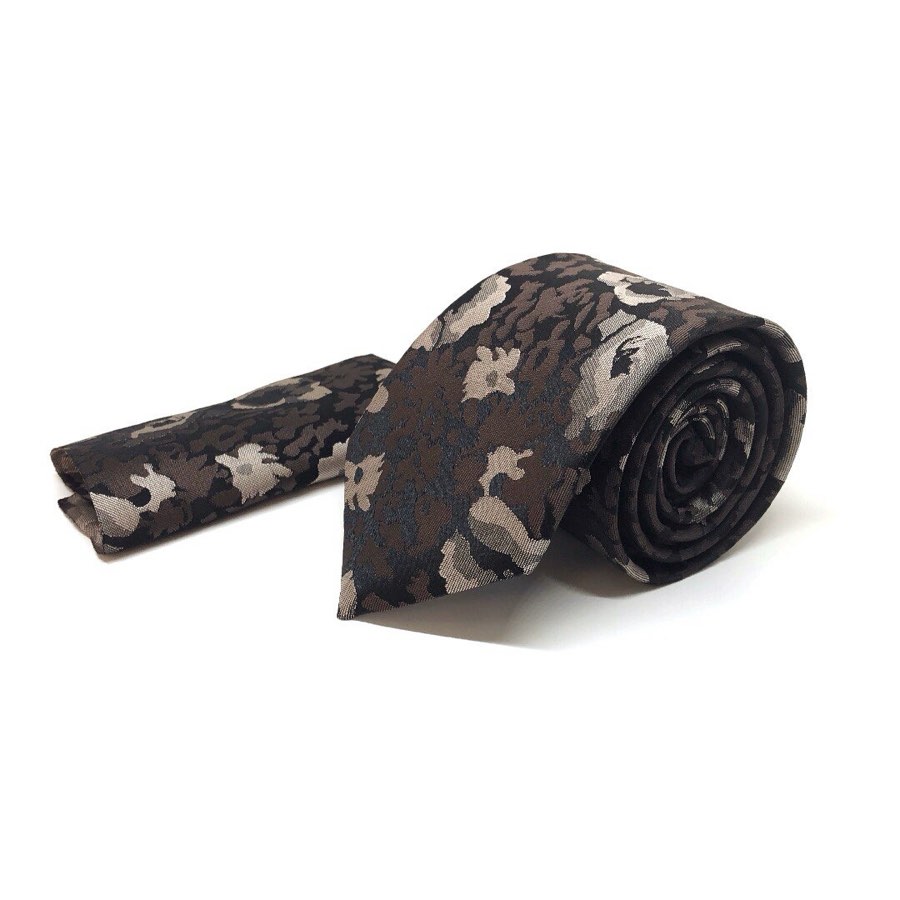 Men's Brown Floral Microfiber Tie