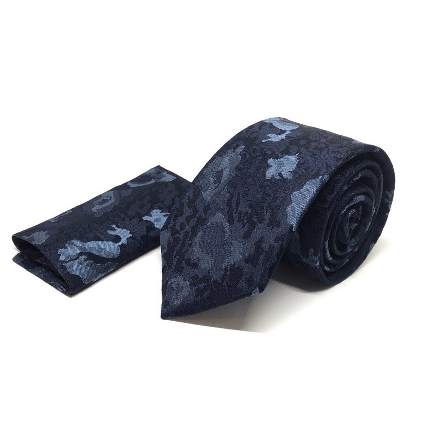 Men's Navy Floral Microfiber Tie