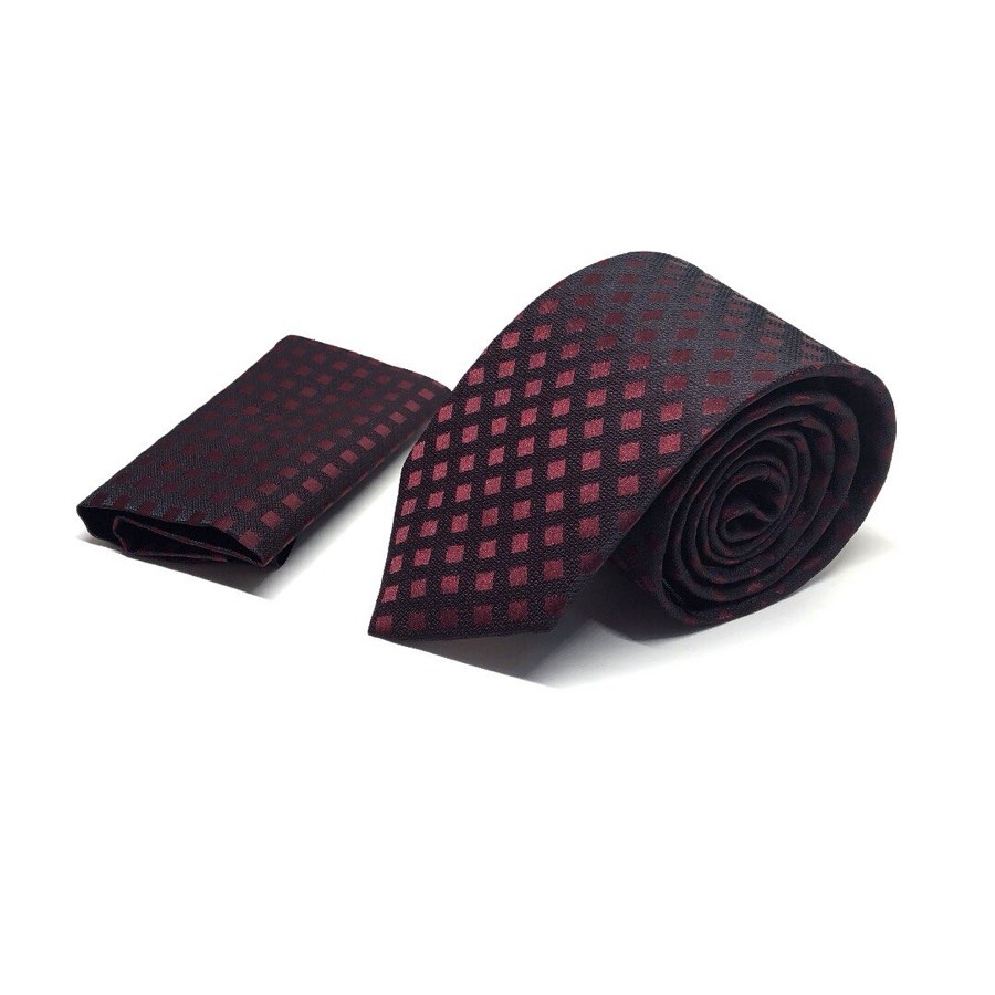 Men's Burgundy Houndstooth Microfiber Tie
