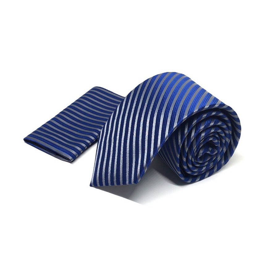Men's Navy Striped Microfiber Tie