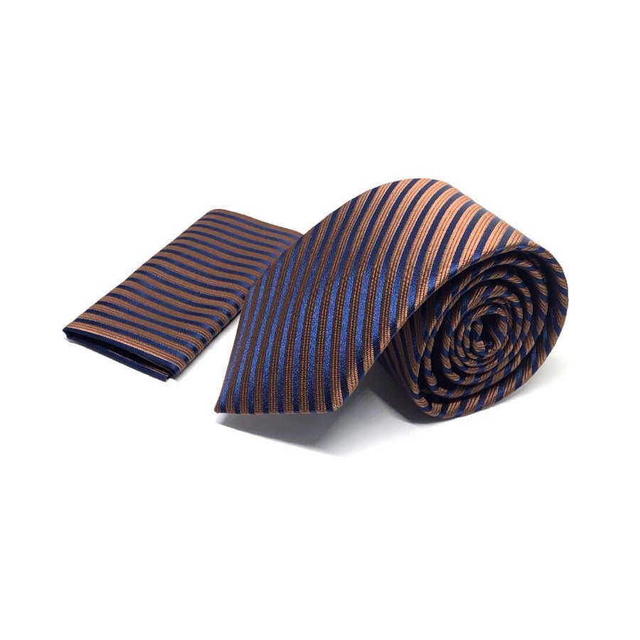 Men's Brown Striped Microfiber Tie