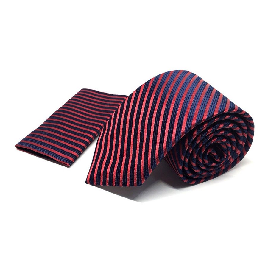 Men's Red Striped Microfiber Tie