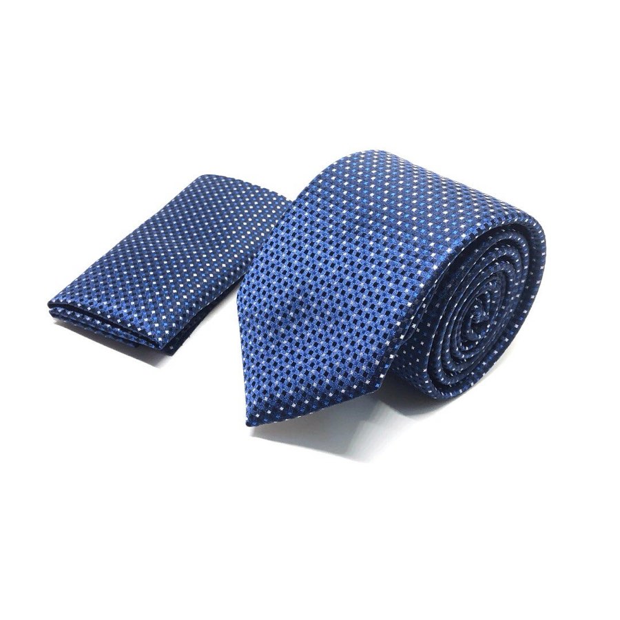 Men's Blue Dotted Microfiber Tie