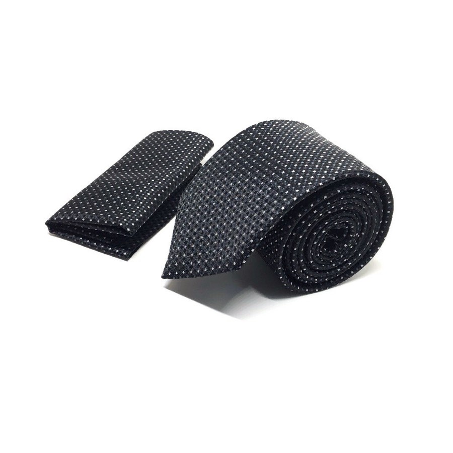 Men's Black Dotted Microfiber Tie