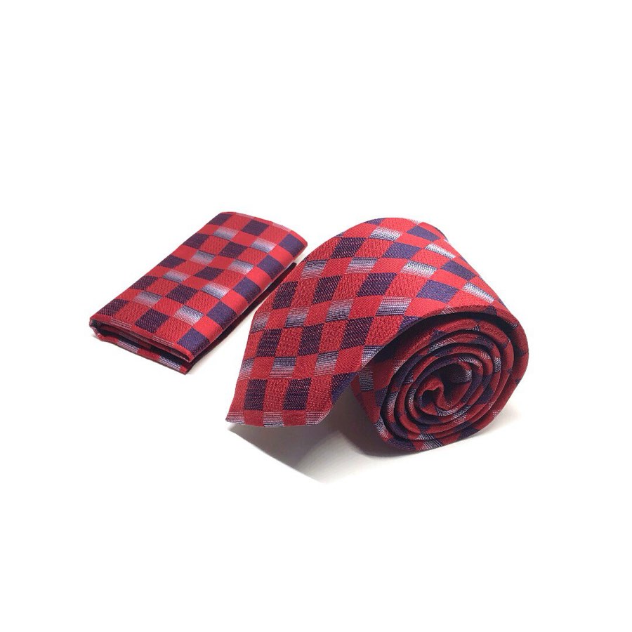 Men's Red Check Microfiber Tie
