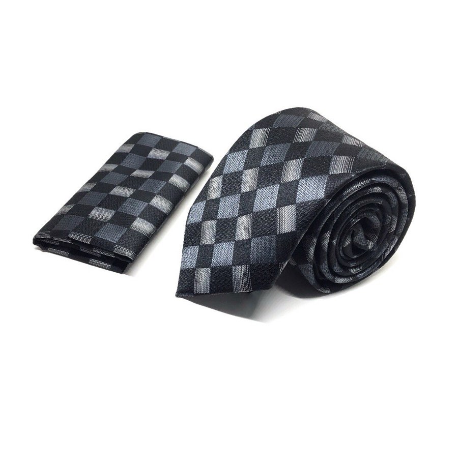 Men's Black Check Microfiber Tie