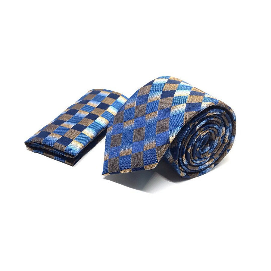 Men's Blue Check Microfiber Tie
