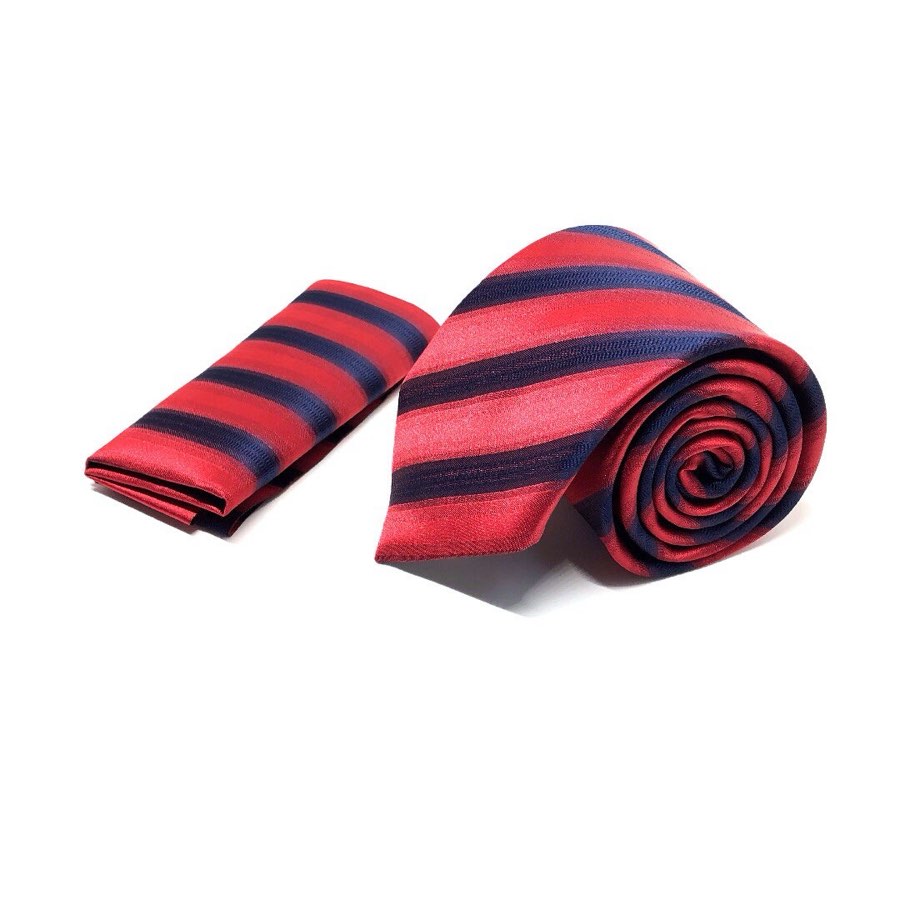 Men's Red Striped Microfiber Tie