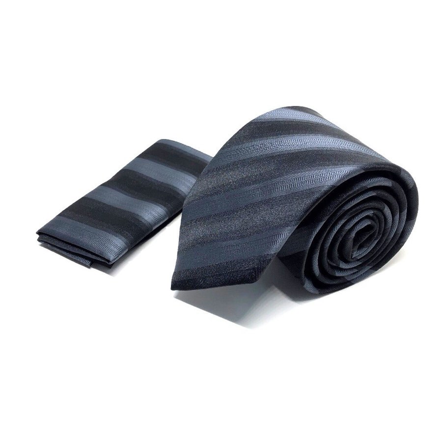 Men's Anthracite Gray Striped Microfiber Tie