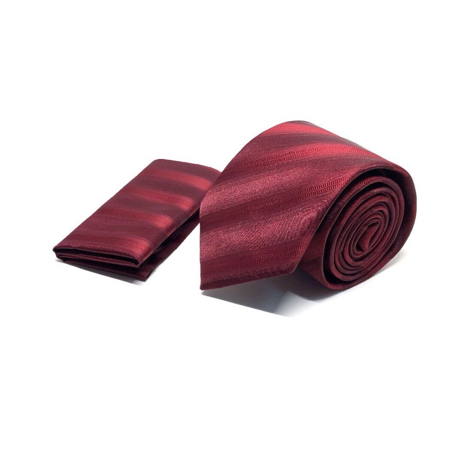 Men's Burgundy Striped Microfiber Tie
