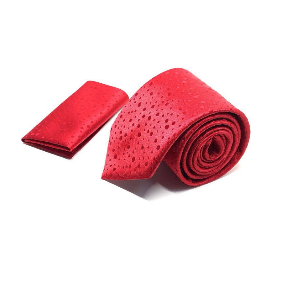 Men's Light Red Polka Dot Microfiber Tie