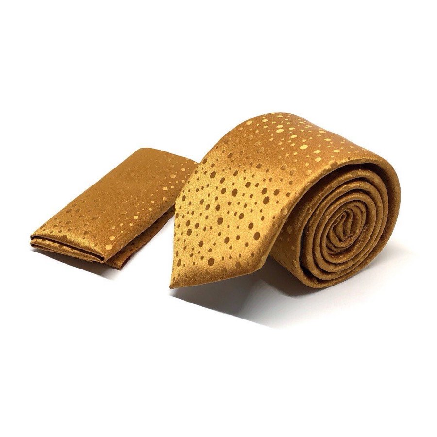 Men's Mustard Polka Dot Microfiber Tie