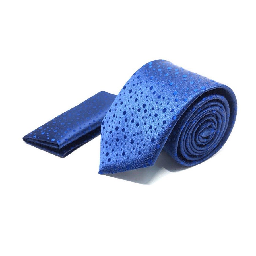 Men's Blue Polka Dot Microfiber Tie