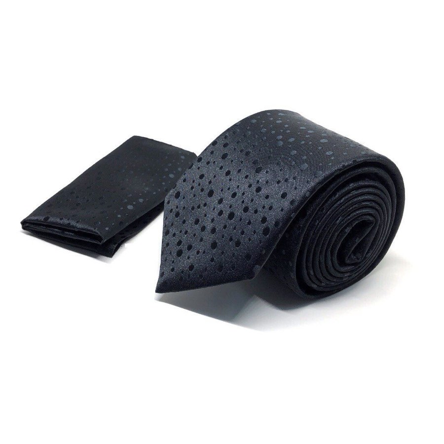 Men's Black Polka Dot Microfiber Tie