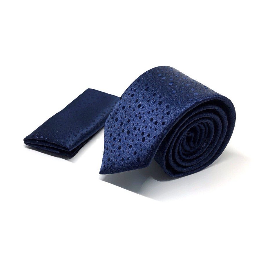 Men's Navy Polka Dot Microfiber Tie