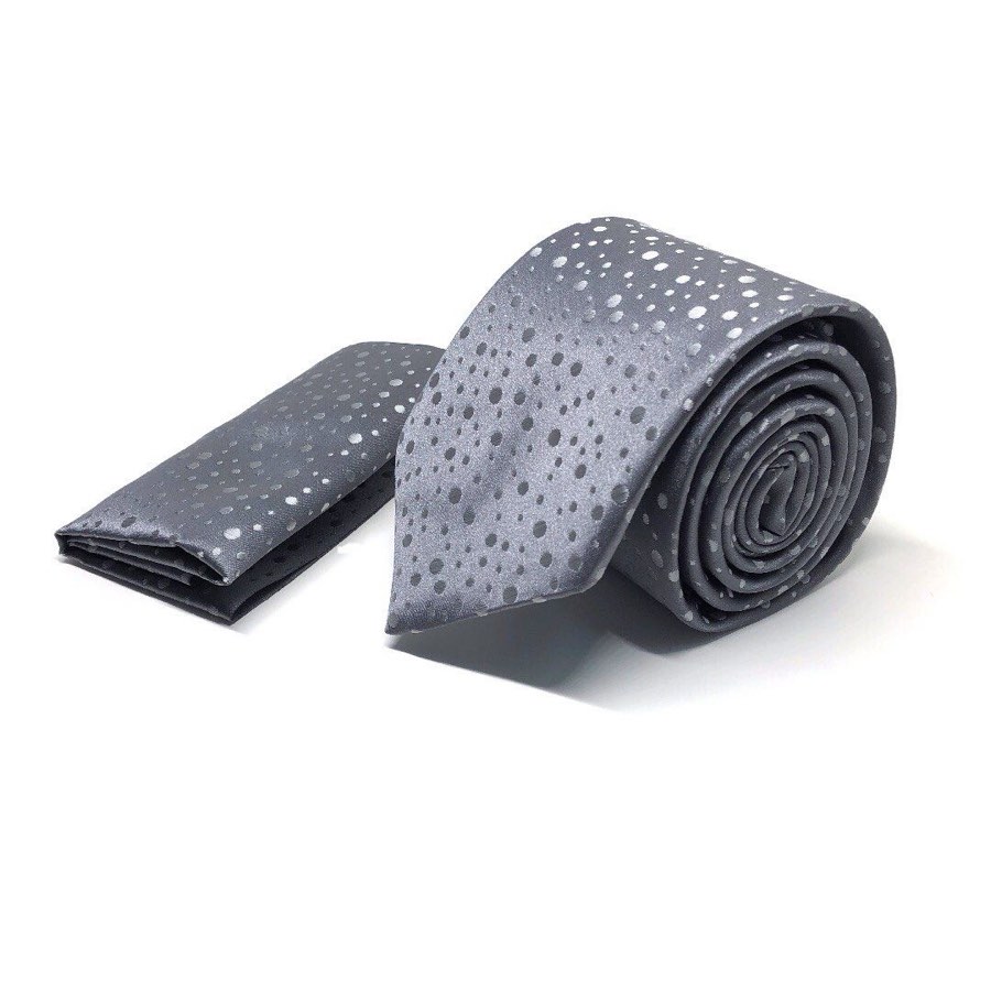 Men's Gray Polka Dot Microfiber Tie