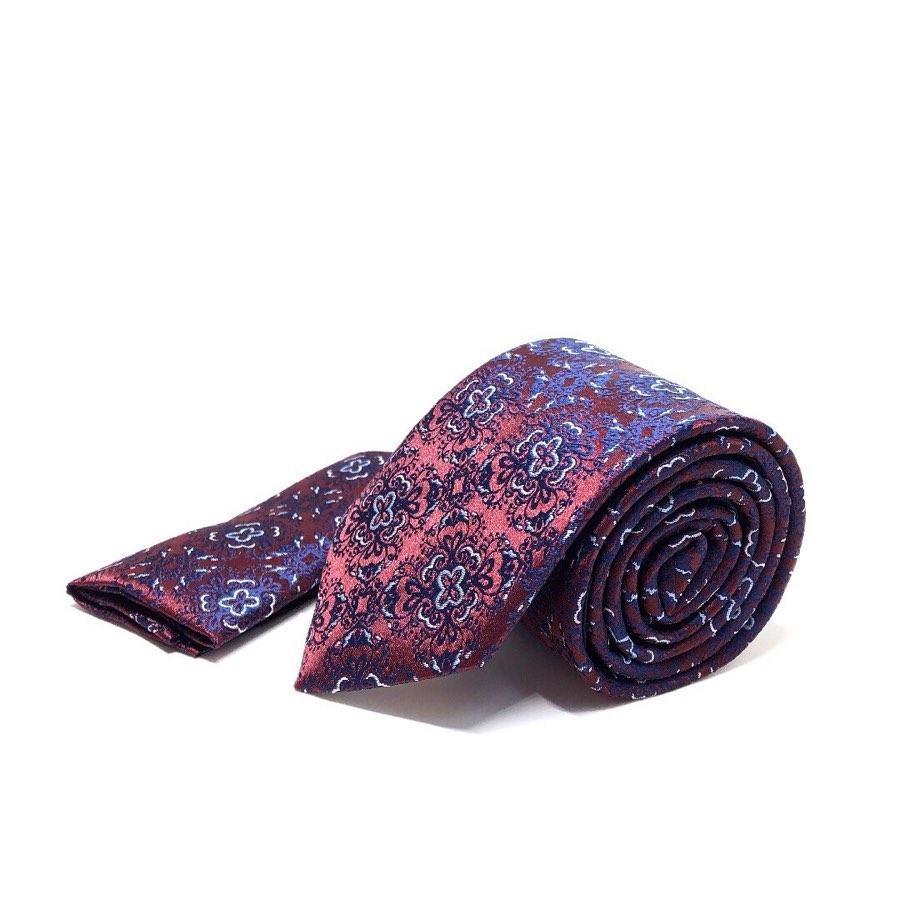 Men's Burgundy Floral Microfiber Tie