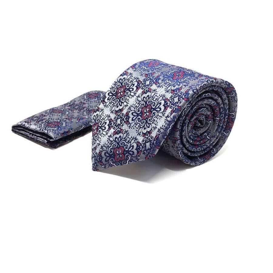 Men's Gray Floral Microfiber Tie