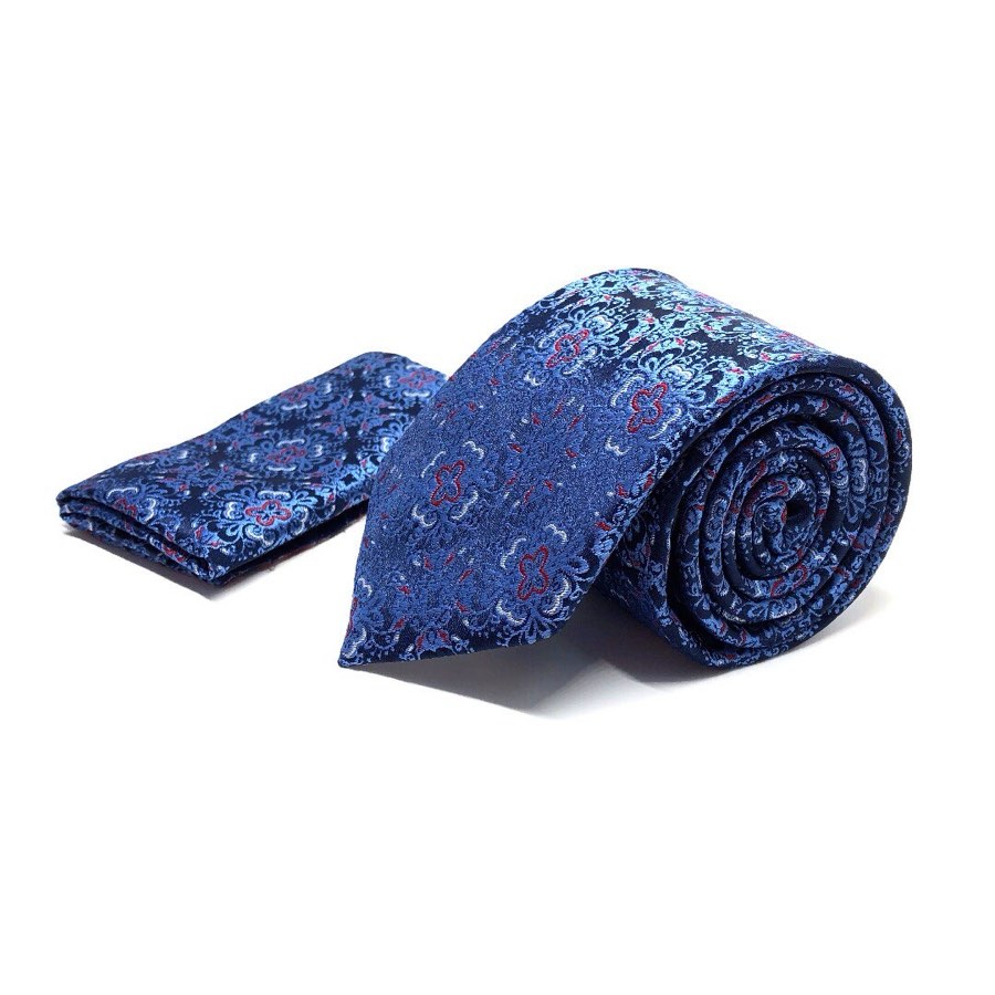 Men's Blue Floral Microfiber Tie