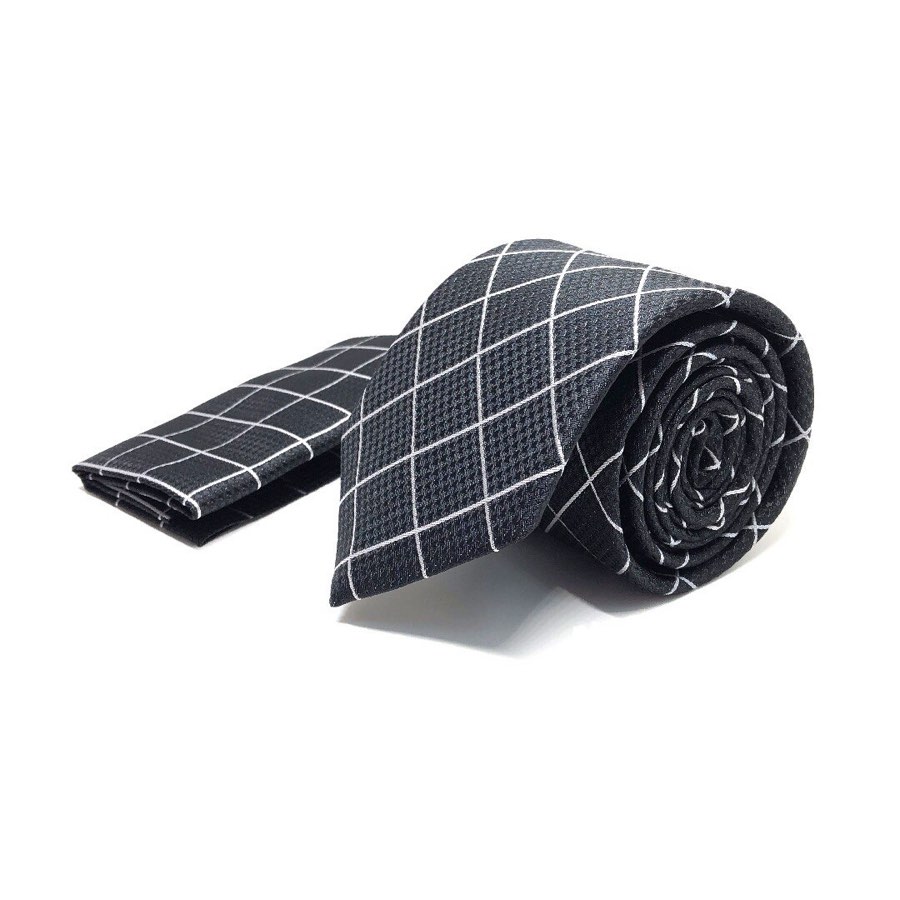 Men's Anthracite Gray Diamond-Pattern Microfiber Tie