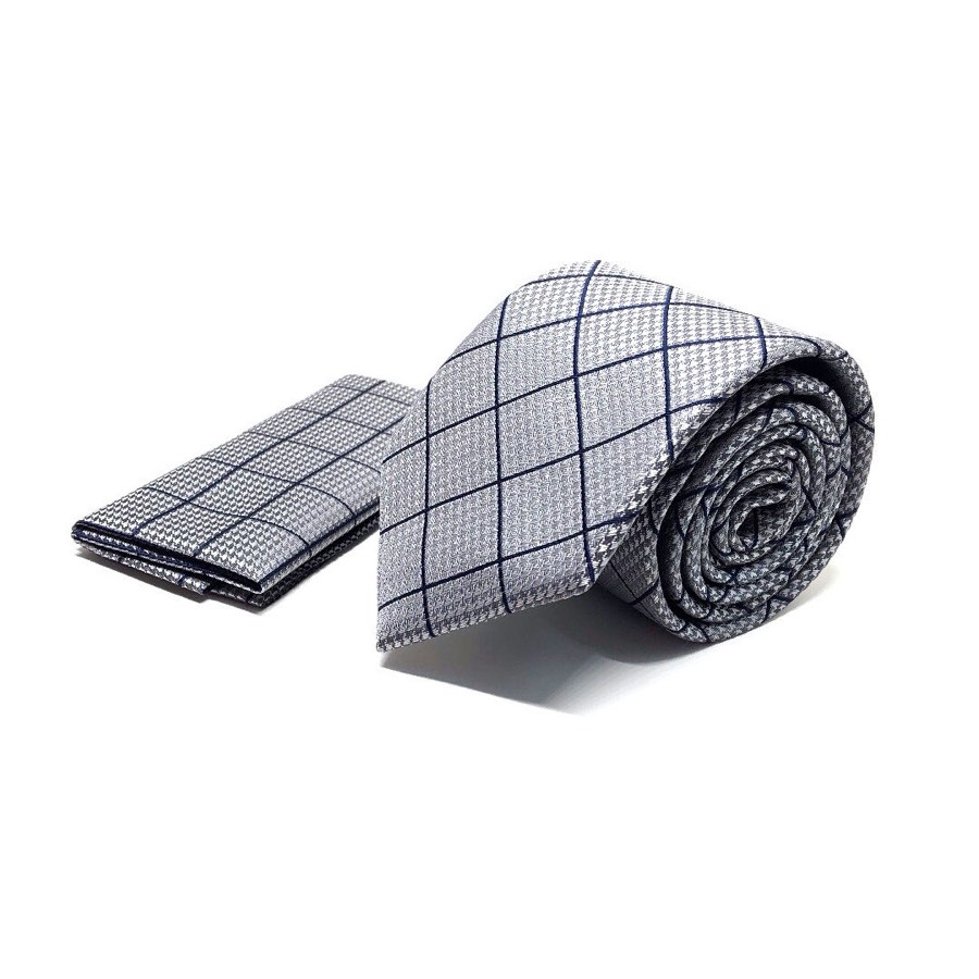 Men's Gray Diamond-Pattern Microfiber Tie